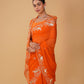 ORANGE CHIFFON SAREE WITH AARI PIPE, AND SEQUINS HAND EMBROIDERED BORDER & MOTIFS