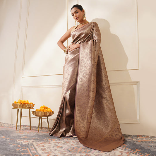 COFFEE COLOUR BANARASI BROCADE SAREE