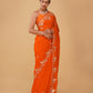 ORANGE CHIFFON SAREE WITH AARI PIPE, AND SEQUINS HAND EMBROIDERED BORDER & MOTIFS