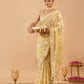 LIGHT YELLOW PARSI (GARA) EMBROIDERED CHIFFON SAREE