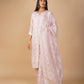 (DELIVERY TIME 20 DAYS) PASTEL PINK RESHAM EMBROIDERED TISSUE READYMADE SUIT WITH DUPATTA & PANTS