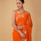 ORANGE CHIFFON SAREE WITH AARI PIPE, AND SEQUINS HAND EMBROIDERED BORDER & MOTIFS