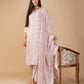 (DELIVERY TIME 20 DAYS) PASTEL PINK RESHAM EMBROIDERED TISSUE READYMADE SUIT WITH DUPATTA & PANTS