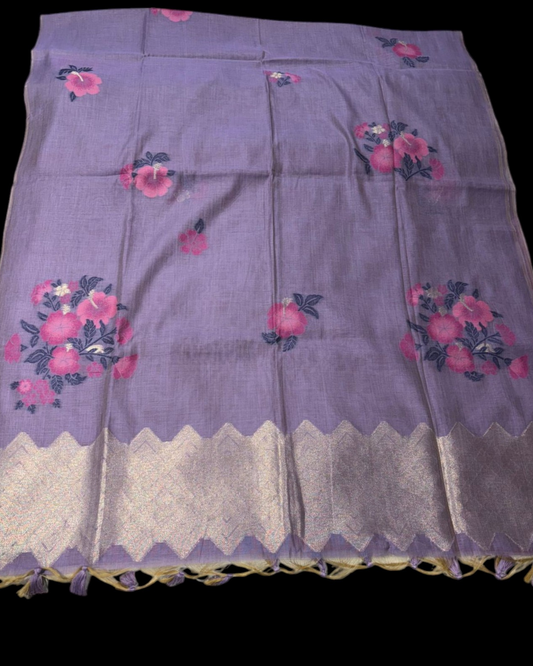 LILAC COLOUR JAMDANI DHAKAI COTTON SAREE