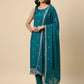 TEAL COLOUR PLANT BASED SILK EMBROIDERED UNSTITCHED SUIT