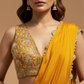MARIGOLD COLOUR SAREE WITH ZARI & PEARL SCALLOP BORDER AND ZARI EMBROIDERED BLOUSE