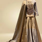 SILVER AND ANTIQUE GOLD CHANDERI TISSUE LEHENGA SET WITH SEQUIN & CUTDANA EMBROIDERED SHORT KURTI AND DUPATTA