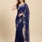 NAVY BLUE CHIFFON EMBROIDERED SAREE WITH SEQUINS, CUTDANA & AARI WORK - Kothari Sons