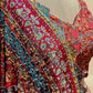 MULTICOLOURED CHINON SAREE EMBELLISHED WITH SEQUINS & BEADS WORK, PAIRED WITH A READYMADE BLOUSE