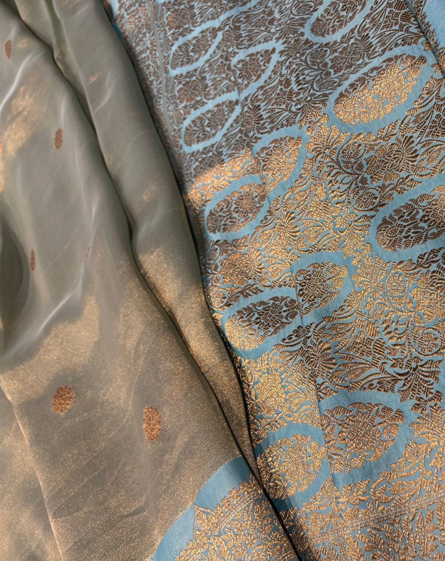 AQUA COLOUR BANARASI TISSUE SAREE