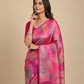 BRIGHT PINK PURE SATIN PRINTED SAREE