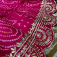 HOT PINK PURE GEORGETTE OJARIYA BANDHANI LEHENGA EMBELLISHED WITH GOTA PATTI & ZARDOZI WORK