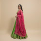 PARROT GREEN AND RANI PINK PURE GEORGETTE OJARIYA LEHENGA WITH GOTA PATTI WORK