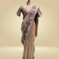 GOLDEN PURE TISSUE SEQUINS WORK HAND EMBROIDERED SAREE WITH READYMADE BLOUSE