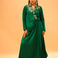 EMERALD GREEN SATIN DRESS WITH ZARDOZI EMBROIDERY