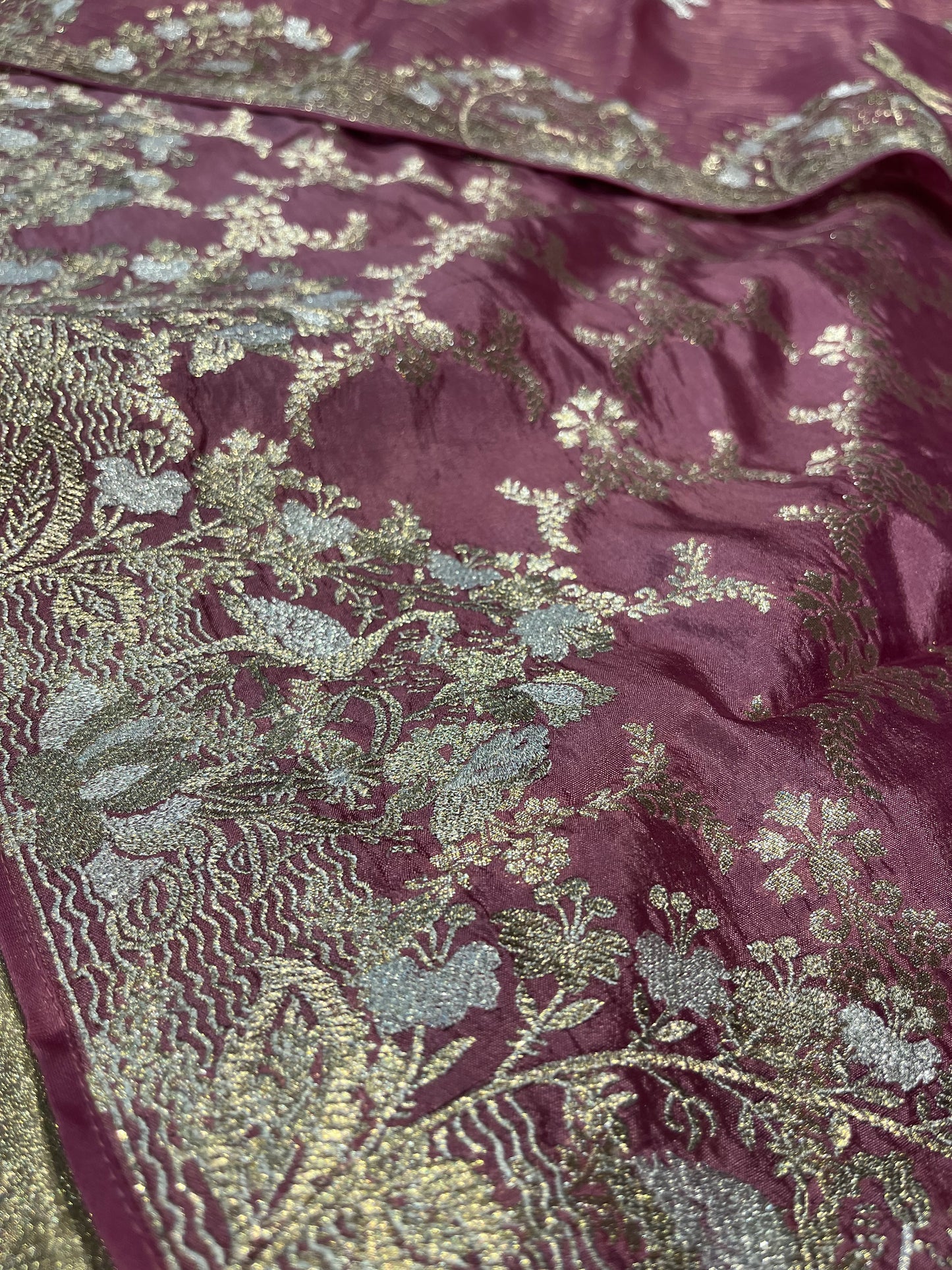 ONION COLOUR ORGANZA SILK ZARI EMBELLISHED SAREE WITH TUSSAR BROCADE SILK BLOUSE