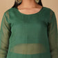 ( DELIVERY TIME 20 DAYS ) SEQUIN-EMBROIDERED BOTTLE GREEN ORGANZA STRAIGHT-CUT SUIT WITH PALAZZO & DUPATTA