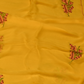MULTI COLOUR RESHAM EMBROIDERED MOTIFS IN MUSTARD COLOUR PLANT BASED CHIFFON SAREE