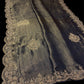 NAVY BLUE MYSORE GEORGETTE JACQUARD TISSUE SAREE WITH ZARDOZI EMBROIDERY