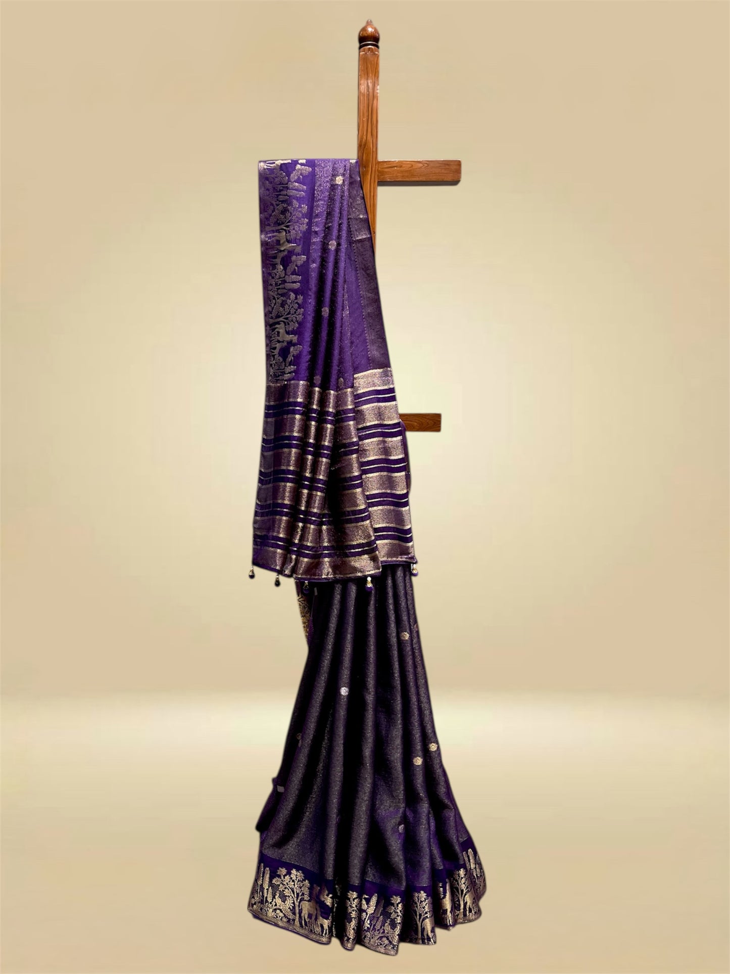 DARK PURPLE DOLA SILK ZARI STRIPE SAREE