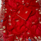 CRIMSON RED CHIFFON EMBROIDERED SAREE WITH AARI & CUTDANA WORK - Kothari Sons