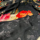 BLACK PURE GEORGETTE FLORAL PRINTED SAREE (DELIVERY IN 20 DAYS)