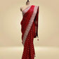 RED ORGANZA BANARASI EMBROIDERED SAREE EITT BEADS & SEQUINS WORK