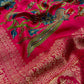 RANI COLOUR KALAMKARI SILK SAREE WITH EMBROIDERY AND WOVEN ZARI BORDER & PALLA