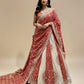 IVORY-RED COLOUR TISSUE GEORGETTE BANDHANI LEHENGA EMBELLISHED WITH GOTA PATTI & ZARDOZI WORK