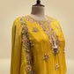 SUNFLOWER YELLOW TISSUE SHARARA SUIT EMBELLISHED WITH BEADS & THREAD WORK (DELIVERY IN 20 DAYS)