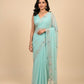 LIGHT BLUE CHIFFON SAREE EMBROIDERED WITH AARI WORK - Kothari Sons