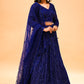 ROYAL BLUE SEQUINS EMBROIDERED LEHENGA WITH CROP TOP & NET DUPATTA