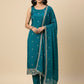 TEAL COLOUR PLANT BASED SILK EMBROIDERED UNSTITCHED SUIT