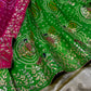 PARROT GREEN AND RANI PINK PURE GEORGETTE OJARIYA LEHENGA WITH GOTA PATTI WORK