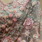 PASTEL NET EMBROIDERED SAREE WITH READYMADE BLOUSE EMBELLISHED WITH RESHAM, CUTDANA & PEARL WORK