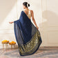 NAVY BLUE COLOUR MODAL SILK PLAIN SAREE WITH BANARASI PALLA