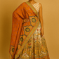 PRINTED SILK LEHENGA HIGHLIGHTED WITH PIPE WORK