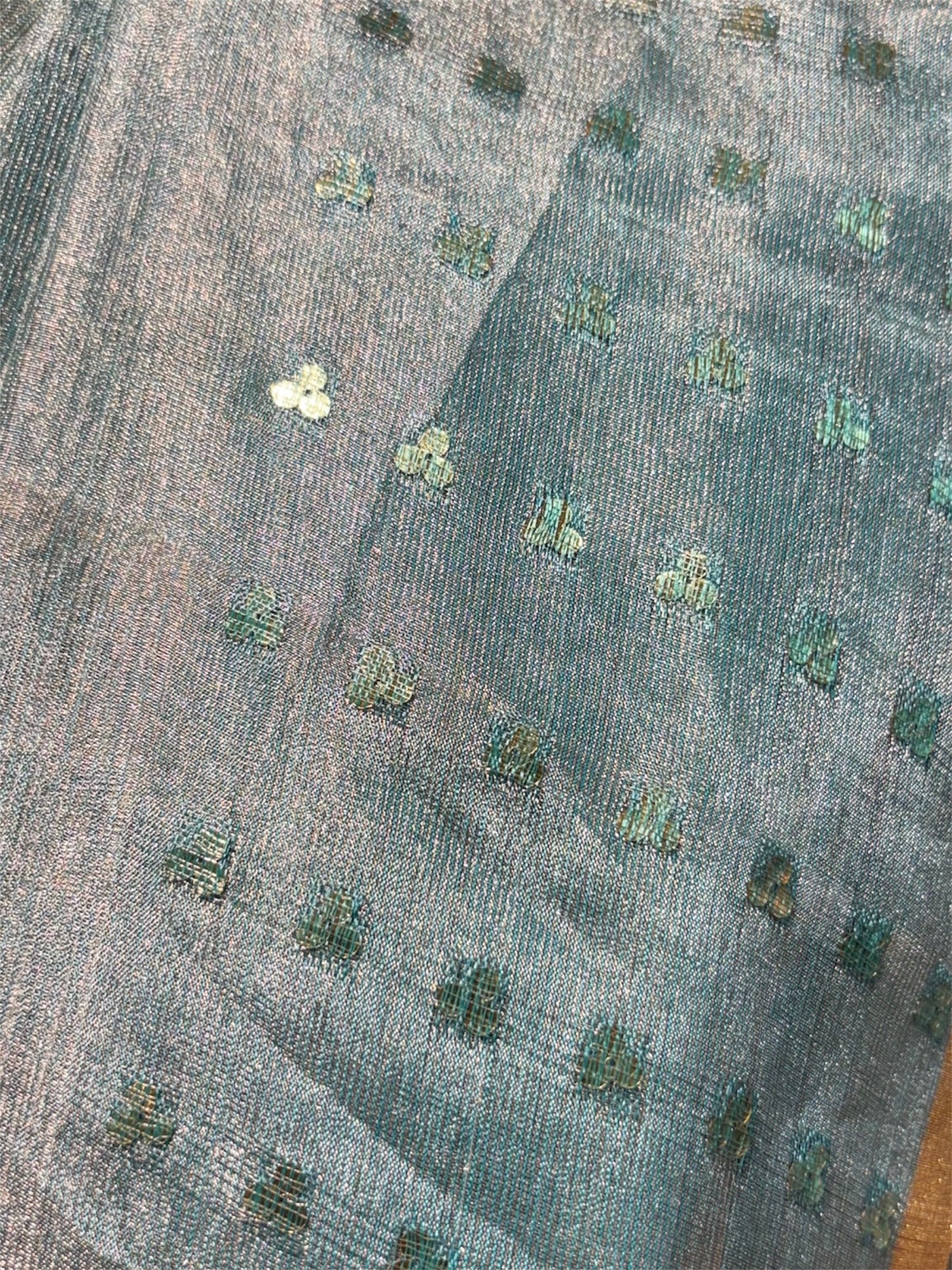 AQUA COLOUR SOFT TISSUE SAREE WITH SEQUINS IN THE WEAVE