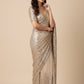 ROSE GOLD COLOUR SEQUINS NET SAREE WITH READYMADE BLOUSE