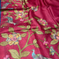 RASPBERRY WINE COLOUR PURE TUSSAR SILK EMBROIDERED SAREE