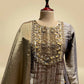 SILVER AND ANTIQUE GOLD CHANDERI TISSUE LEHENGA SET WITH SEQUIN & CUTDANA EMBROIDERED SHORT KURTI AND DUPATTA