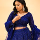 ROYAL BLUE SEQUINS EMBROIDERED LEHENGA WITH CROP TOP & NET DUPATTA