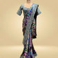 MULTICOLOURED CHINON SAREE EMBELLISHED WITH MIRROR & AARI WORK, PAIRED WITH A READYMADE BLOUSE