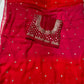 RED & PINK SHADED CHIFFON SAREE EMBELLISHED WITH FOIL MIRROR WORK - Kothari Sons