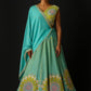 LIGHT BLUE PRINTED SILK LEHENGA HIGHLIGHTED WITH PIPE WORK