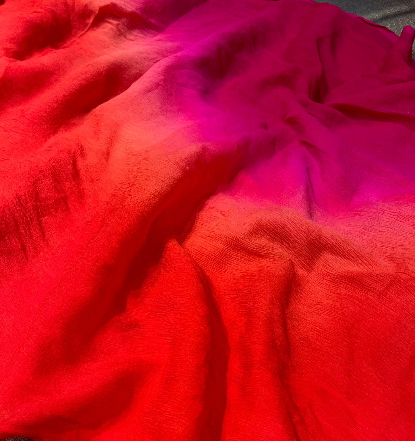 RED AND PINK PURE CHIFFON SHADED SAREE
