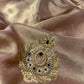 ROSE GOLD COLOR TISSUE SAREE EMBELLISHED WITH CUTDANA, SEQUINS & PEARLS WORK PAIRED WITH CONTRAST BLOUSE