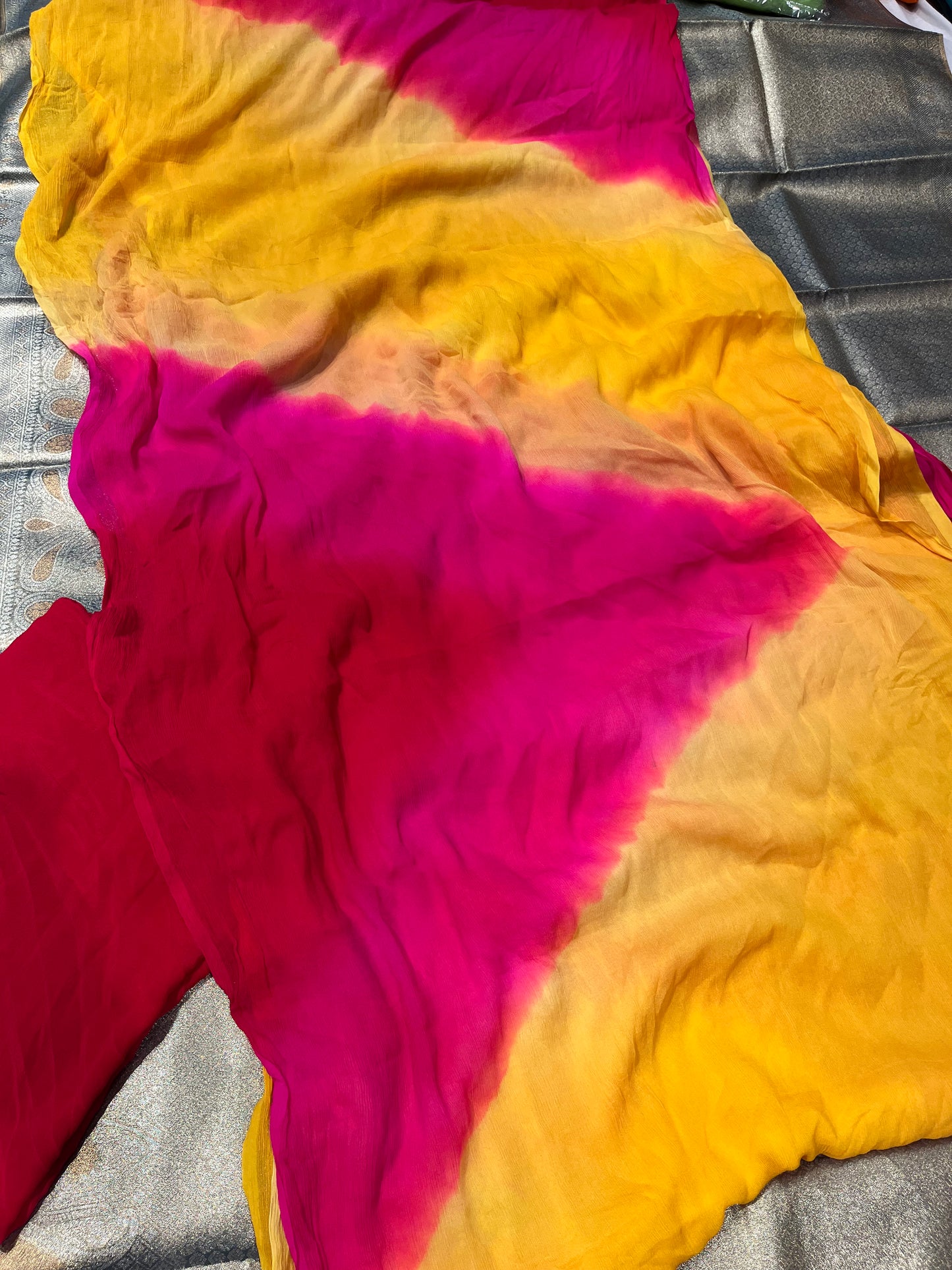 PURE CHIFFON SUNSET-SHADED SAREE