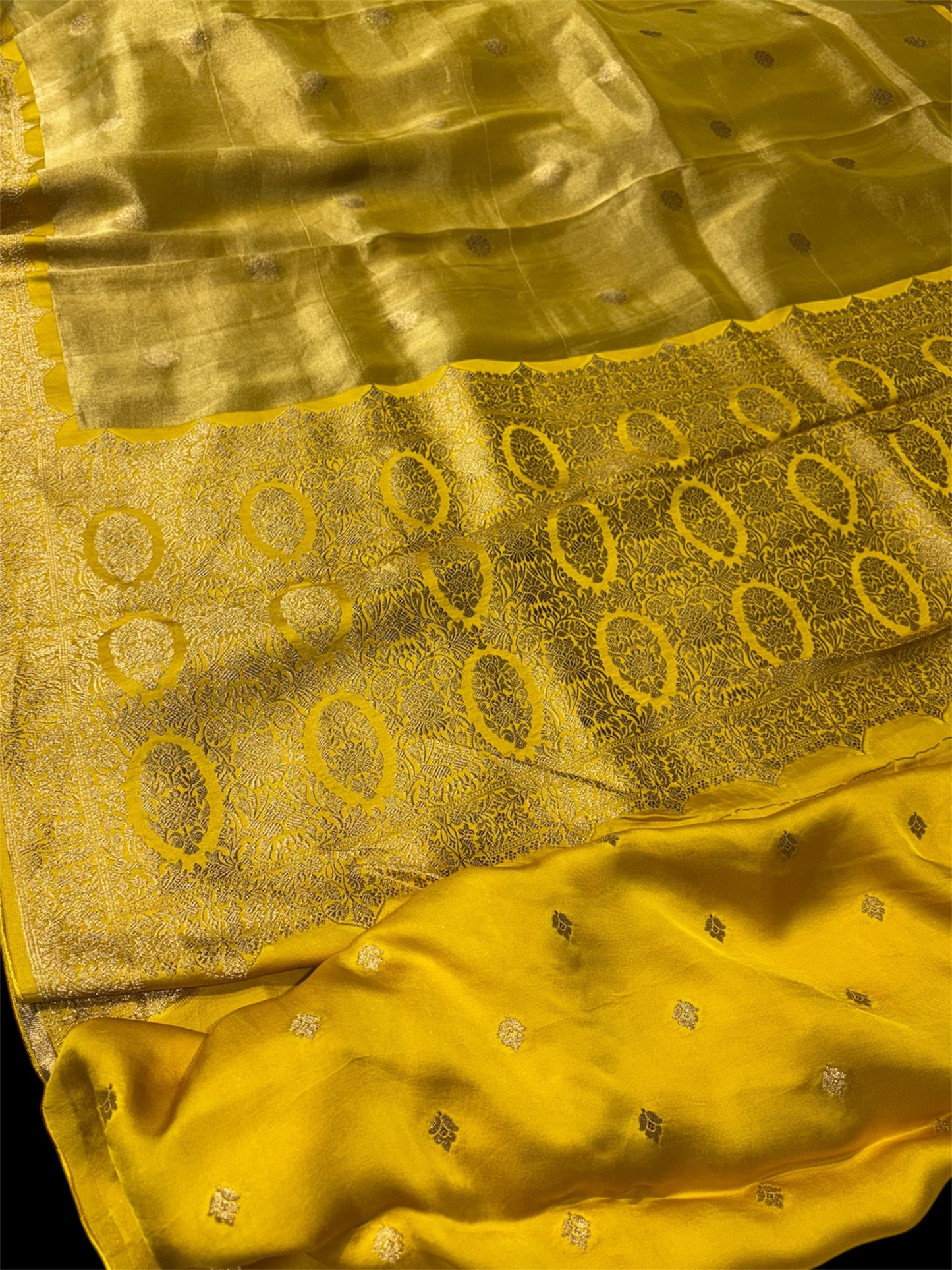 MUSTARD COLOUR BANARASI TISSUE SAREE