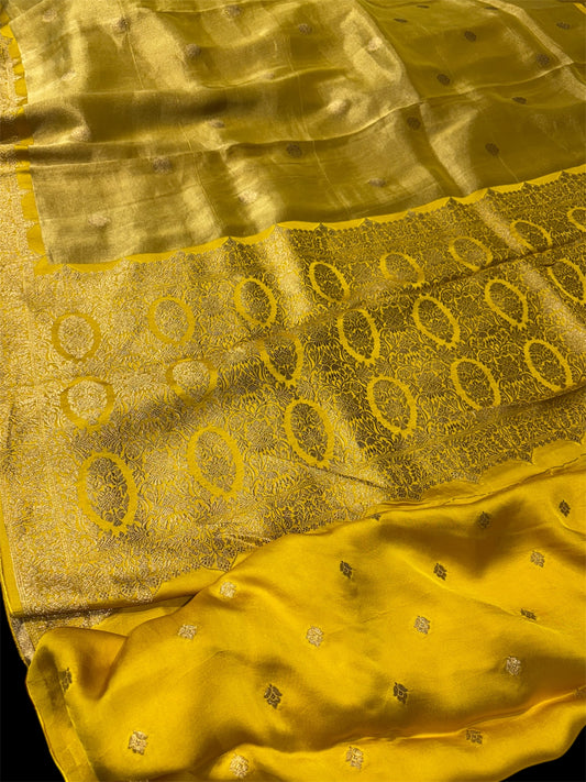 MUSTARD COLOUR BANARASI TISSUE SAREE